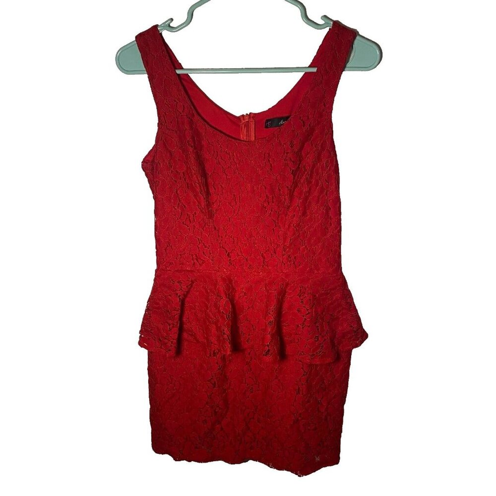 Heart Soul Layered Dress Red Lace Size Small